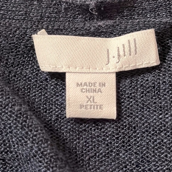 J. Jill Linen Blend Stripes Cardigan Sweater Topper Size XL Petite Navy & Blue - Picture 6 of 8